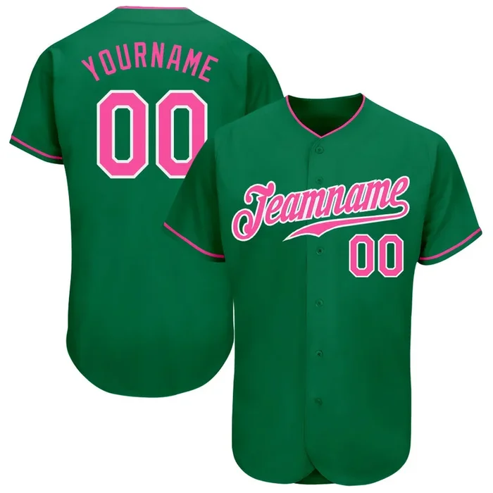 Custom Kelly Green Pink-White Authentic Baseball Jersey – Fanshubus.com