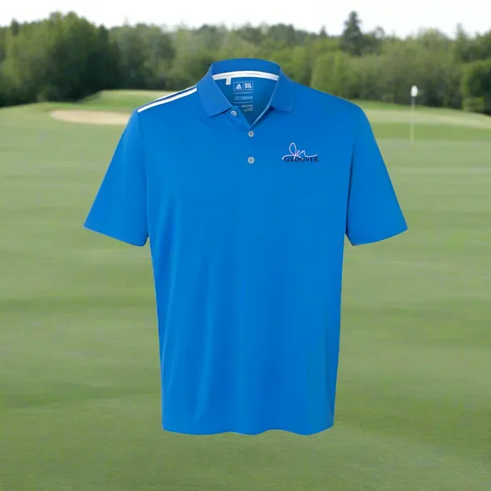 Custom Logo Embroidered Men’s Adidas Golf Climacool 3 Stripe Shoulder Sport Shirt