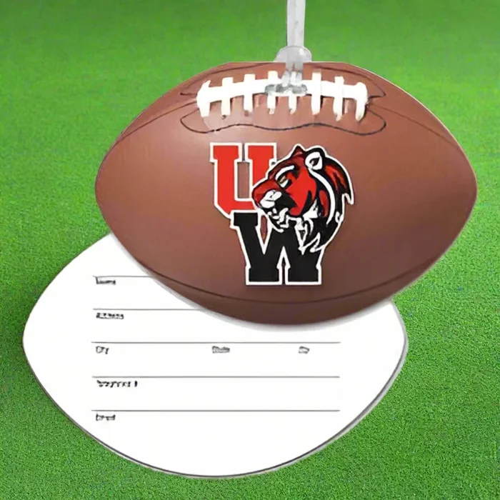 Custom Logo Football Luggage Tag with Clear Strap