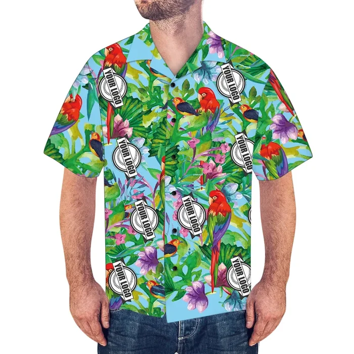 Custom Logo Shirt Men’s Hawaiian Shirt Colorful Parrot – For Men and Women Fanshubus – Fanshubus.com