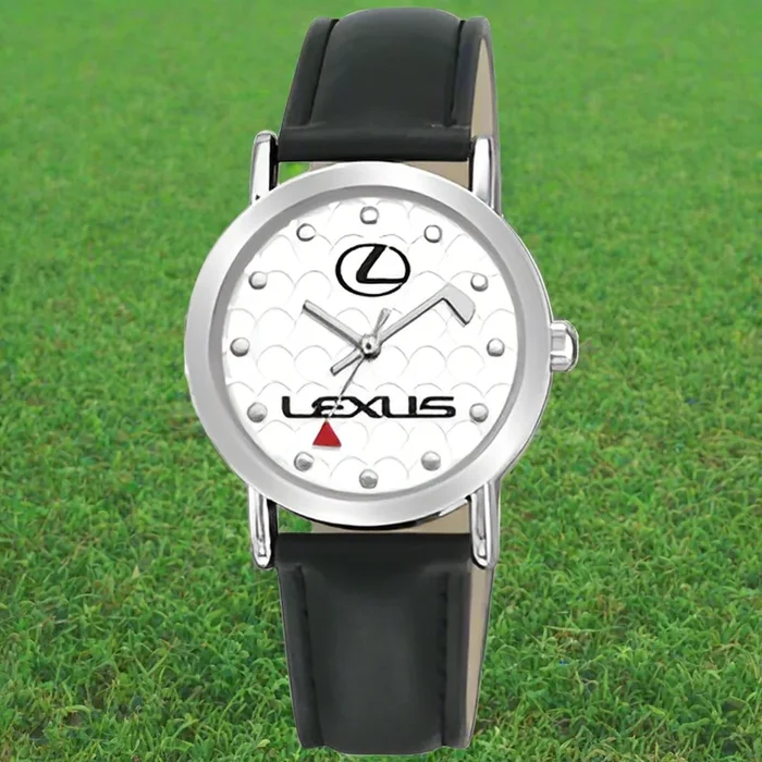 Custom Logo Unisex Quality Leather Strap Watch With Golf Dimple Dial