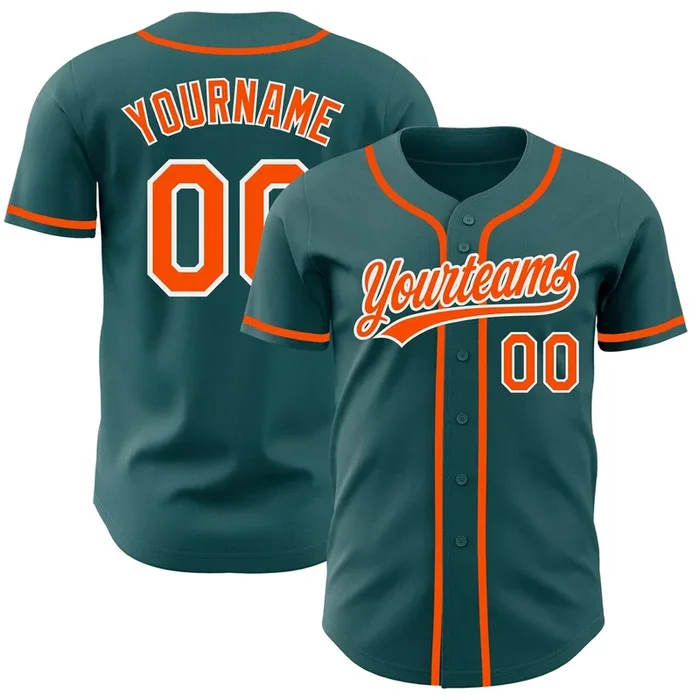 Custom Midnight Green Orange-White Authentic Baseball Jersey – Fanshubus.com