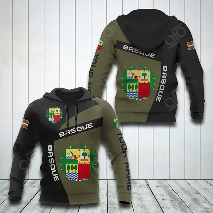 Custom Name Basque Coat Of Arms Sport Style Unisex Adult Hoodies – Fanshubus.com