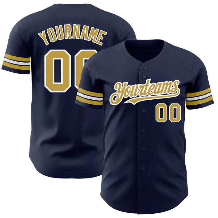 Custom Navy Old Gold-White Authentic Baseball Jersey – Fanshubus.com