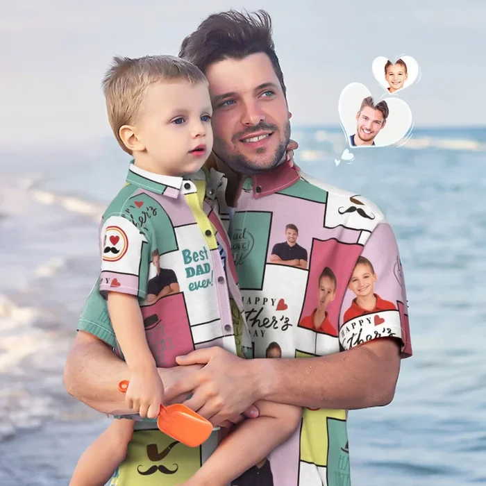 Custom Photo Hawaiian Shirt Personalised Father and Son Hawaiian Shirt Father’s Day Gift – For men and women – Fanshubus – Fanshubus.com