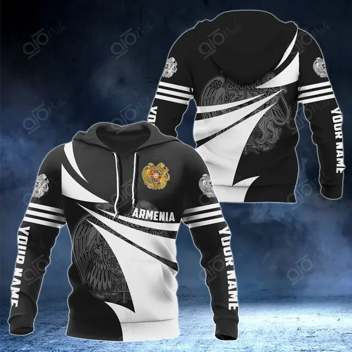 Customize Armenia Coat Of Arms Black And White Style Unisex Adult Hoodies – Fanshubus.com