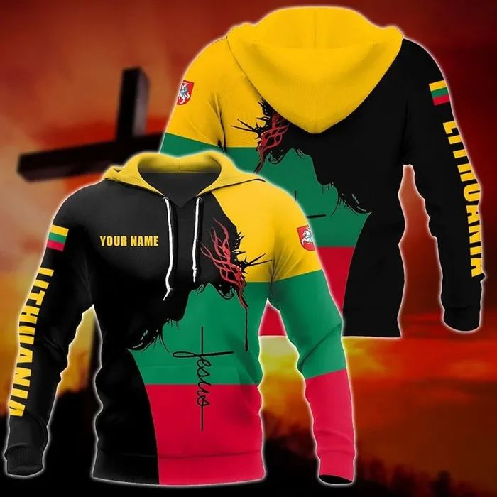 Customize Lithuania Flag Jesus Unisex Adult Hoodies – Fanshubus.com