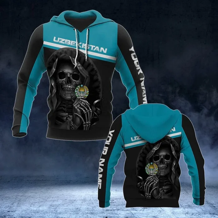 Customize Uzbekistan Coat Of Arms – Reaper Unisex Adult Hoodies – Fanshubus.com