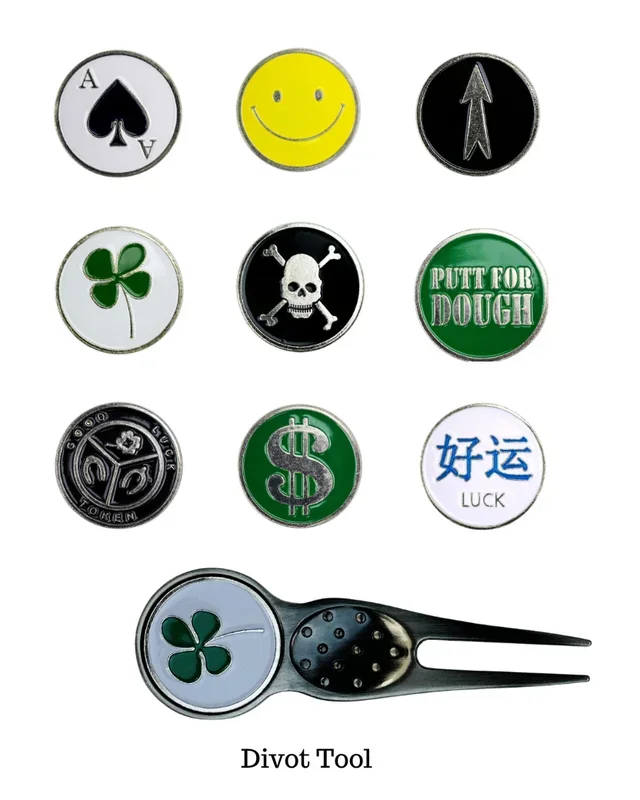 Divot Tool w/ Removable Ball Marker – Choose a Style (includes 1 tool & 2 markers)