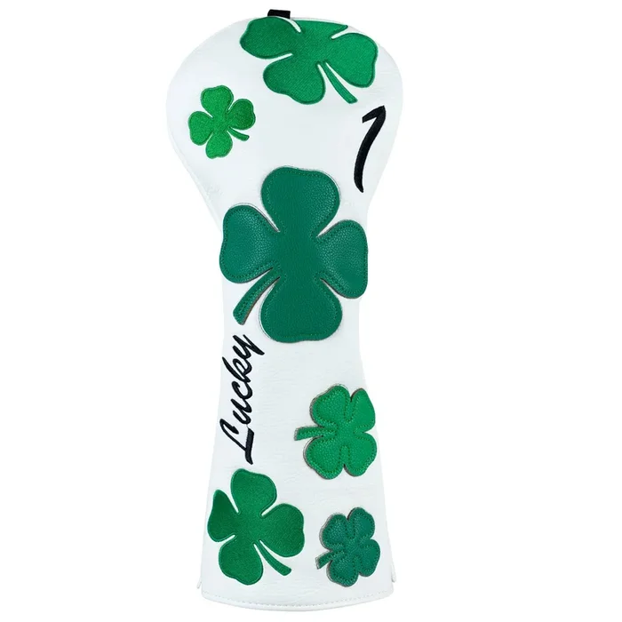 Driver Headcover / Lucky Four Leaf Clover / White