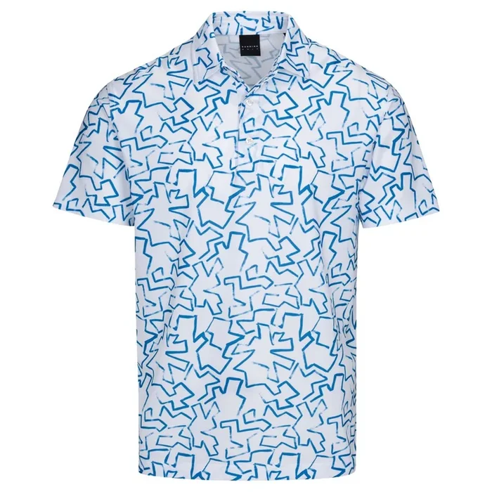 Dunning Golf Tablot Pique Performance Golf Polo White/Seaport – 23 Men