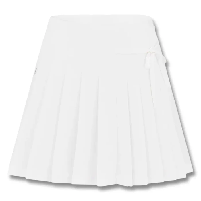 Fairliar Asymmetrical Ribbon Pleated Golf Skirt White – SS25 Women