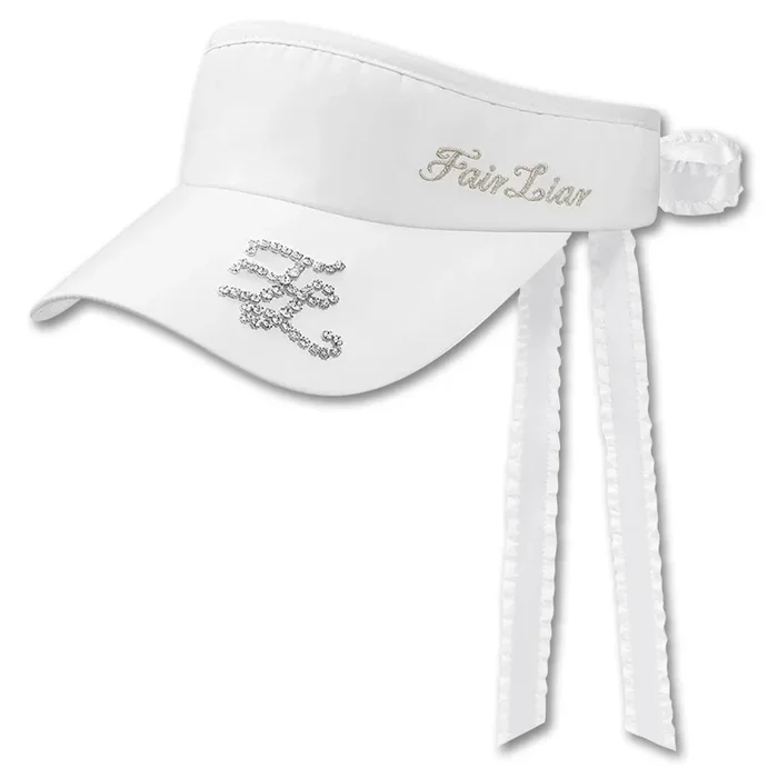 Fairliar Crystal Logo Ribbon Golf Visor White – 23 Women