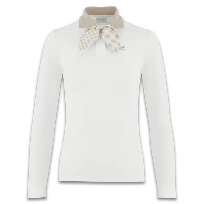 Fairliar Gingham Detachable Ribbon Golf Polo White – FW24 Women