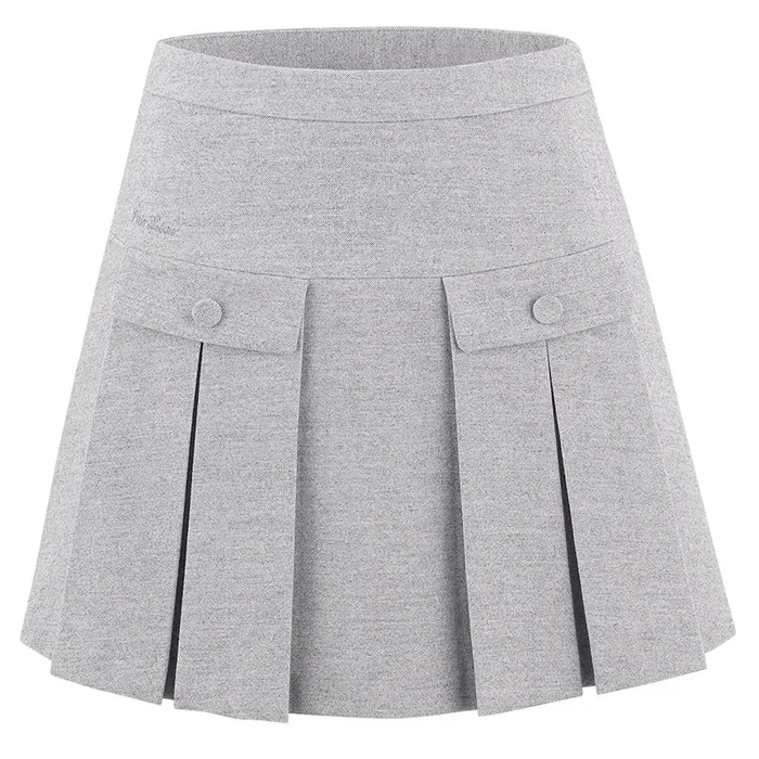 Fairliar High-Waist-A-line Fleece Golf Skirt Gray – FW24 Women