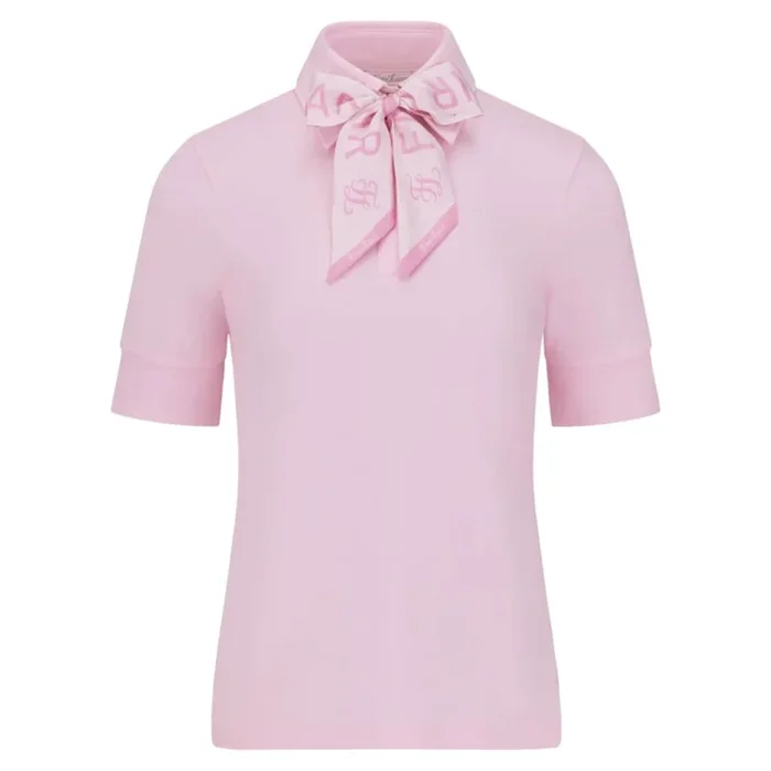 Fairliar Lettering Scarf Shortsleeve Golf Polo Pink – SS25 Women