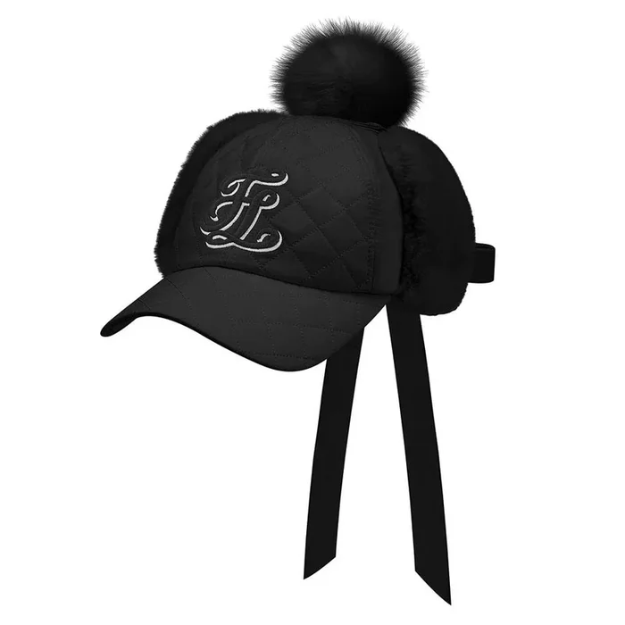 Fairliar Quilted Ear Muff Golf Cap Black – 24 Women