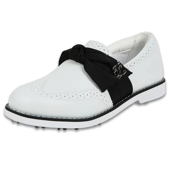 Fairliar Ribbon Oxford Spikeless Golf Shoes White – 24 Women