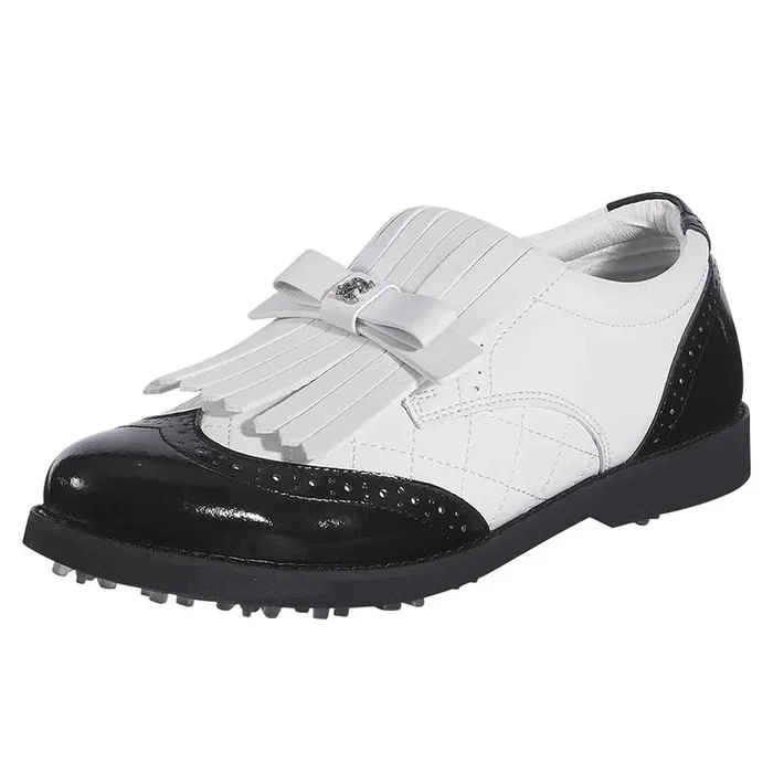 Fairliar Ribbon Tassel Loafers Spikeless Golf Shoes Black – 24 Women