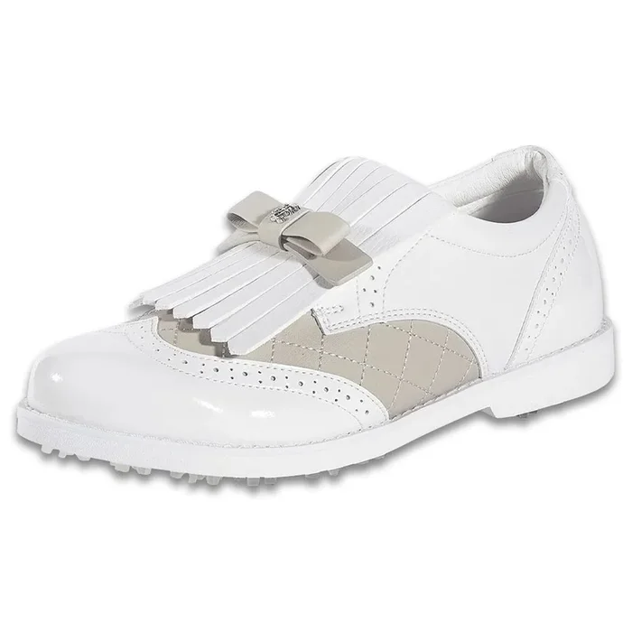 Fairliar Ribbon Tassel Loafers Spikeless Golf Shoes White – 24 Women