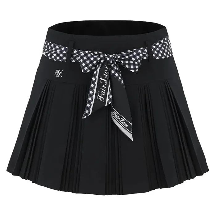 Fairliar Scarf Set Pleated Golf Skirt Black – SS24 Women