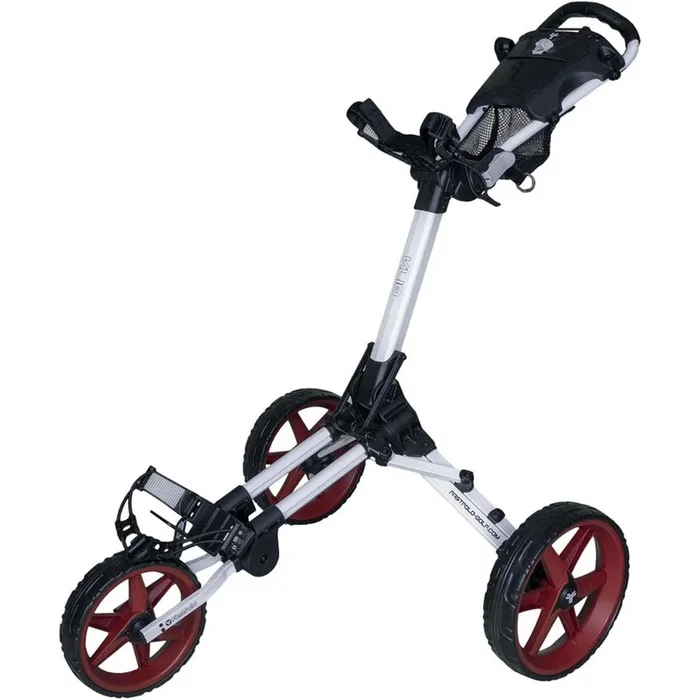Fastfold Kliq 3-Wheel Push Trolley – Shiny White/Burgundy