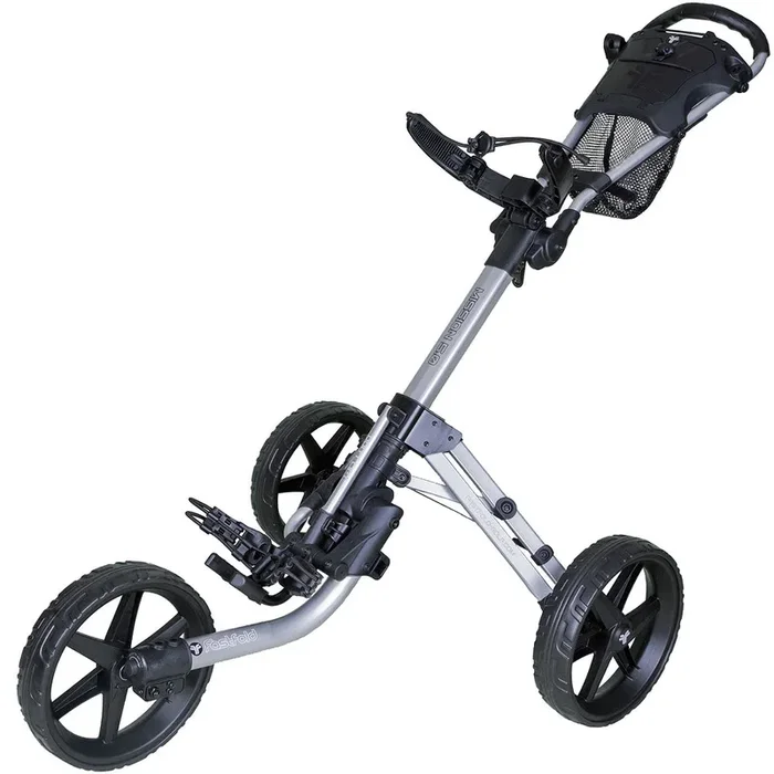 Fastfold Mission 5.0 3-Wheel Push Trolley – Shiny Silver/Black