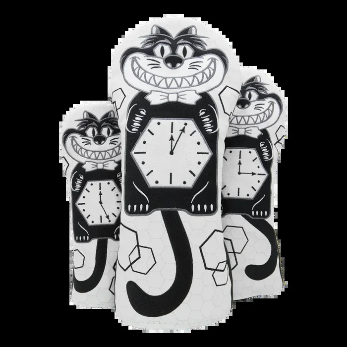 Fat Cat Wall Clock Wood Set