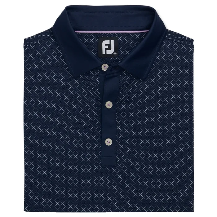 FootJoy Diamond Dot Print Lisle Self Collar Golf Polo 2022