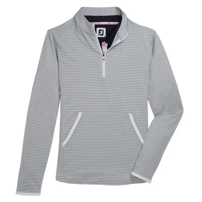 FootJoy Half-Zip Tonal Stripe Midlayer Golf Pullover Gray – FW22 Women