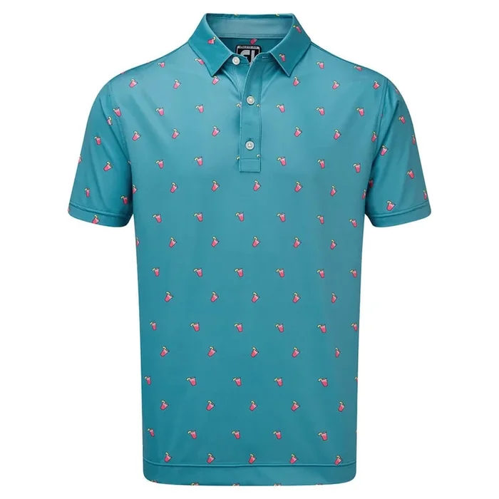 FootJoy Lisle Cocktail Print Polo Shirt – Storm Blue