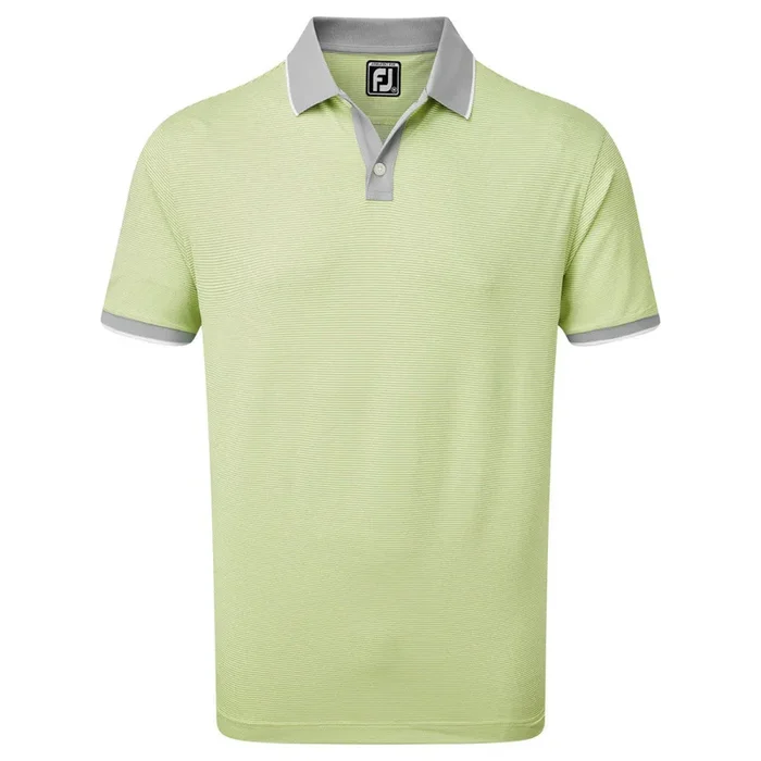 FootJoy Pique Ministripe Polo Shirt – Grey/Lime