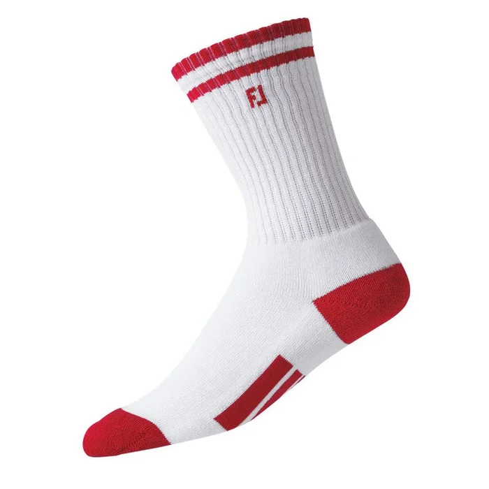 FootJoy ProDry Crew Junior Socks – White/Red