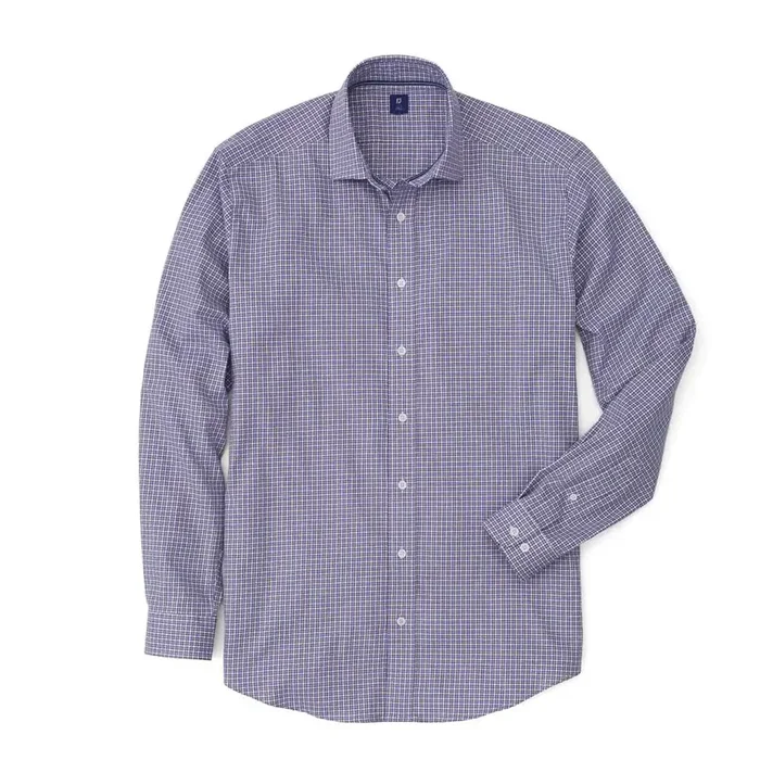 FootJoy Stretch Twill Woven Check Golf Polo Iris/White/Navy – FW19 Men