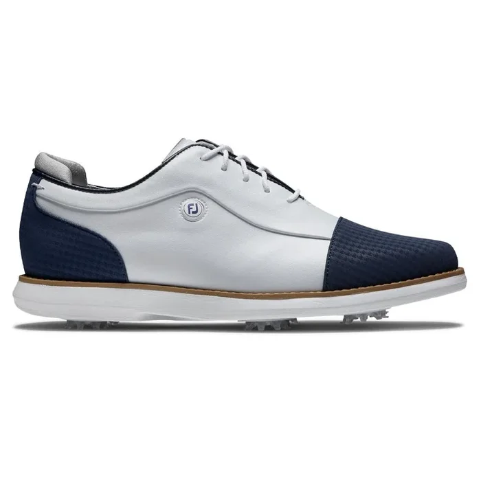 FootJoy Traditions Cap Toe Golf Shoes Previous Season Style White/Navy – 24 Women