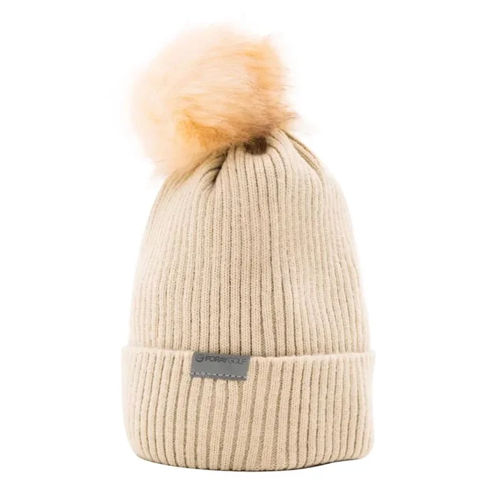 Foray Golf Pompom Golf Beanie Tan – 23 Women