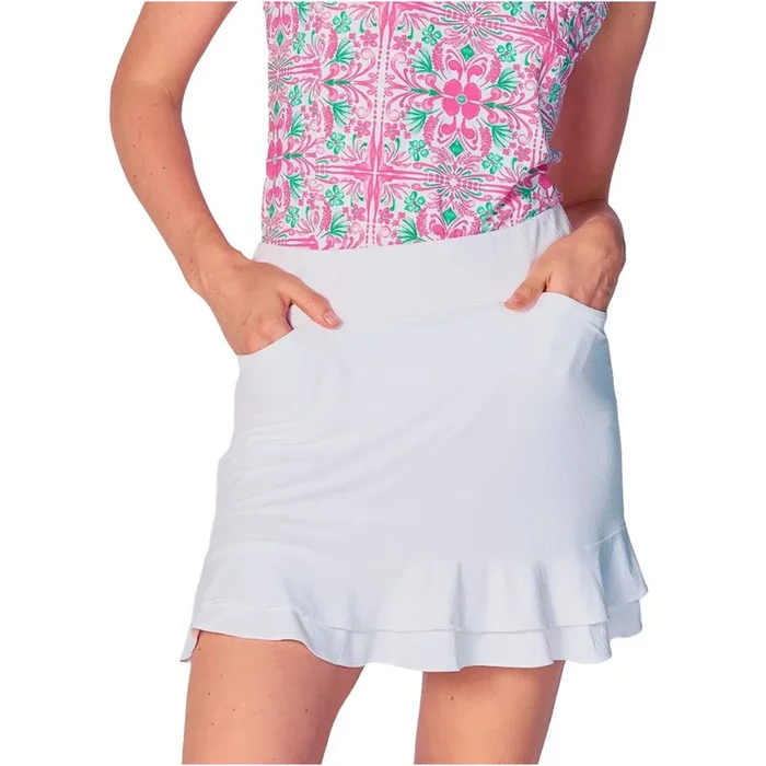 G Lifestyle Double Ruffle Golf Skirt White – SS25 Women