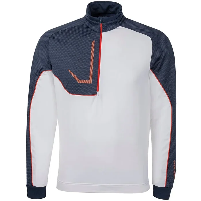 Galvin Green Daxton Insula 1/4 Zip Pullover – White/Navy/Orange