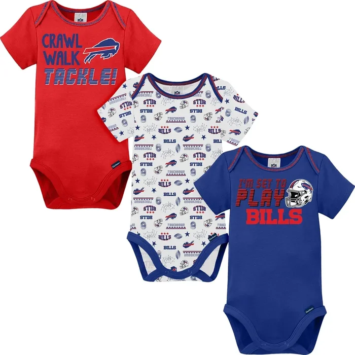 Gerber Infant Buffalo Bills Short Sleeve Bodysuits – 3 Piece