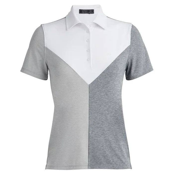 Gfore Colour Block V Melange Tech Jersey Golf Polo Snow – 23 Women