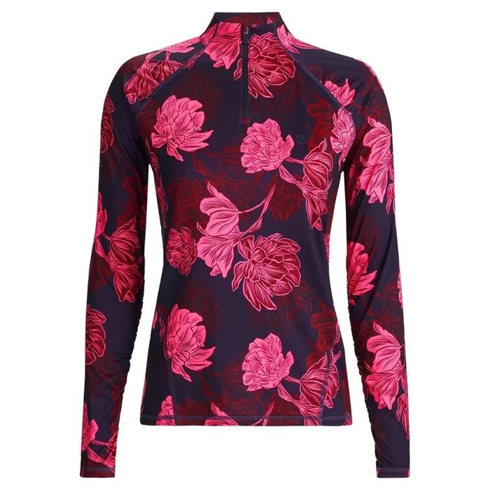 Gfore Contrast Stamped Floral Tech Ruched Golf Pullover Twilight – FA24 Women