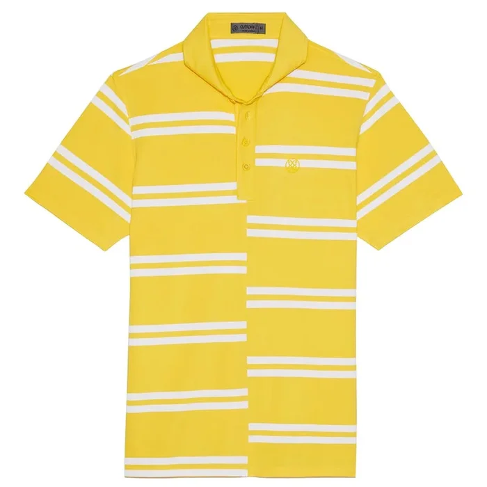 Gfore Offset Stripe Modern Spread Collar Tech Pique Golf Polo Cyber – 23 Men