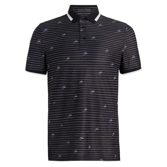 Gfore Script Stripe Tech Pique Banded Sleeve Golf Polo Onyx – SP24 Men