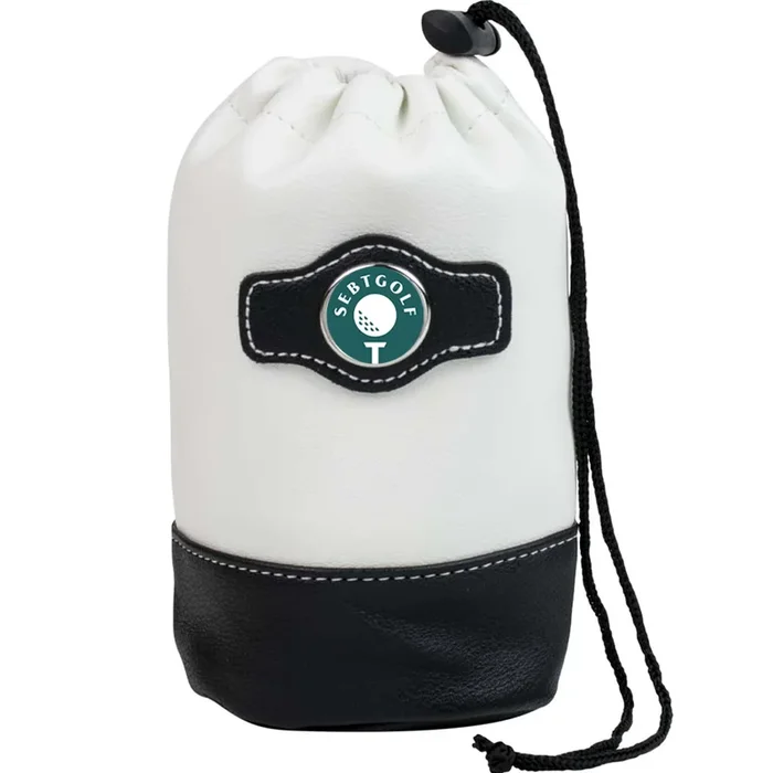 Golf Leather Drawstring Pouch