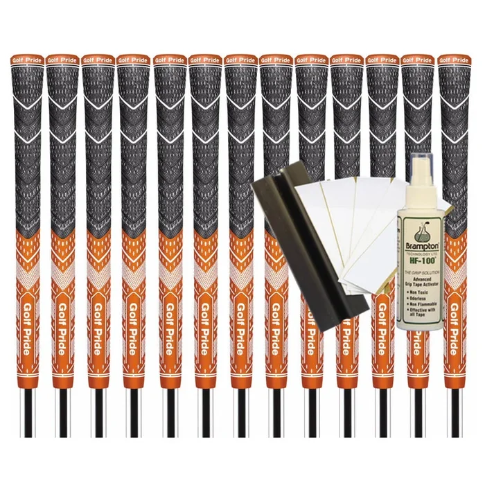Golf Pride MCC Plus4 Teams Standard Grip (Dark Orange/White) – 13pcs + Golf Grip Kit