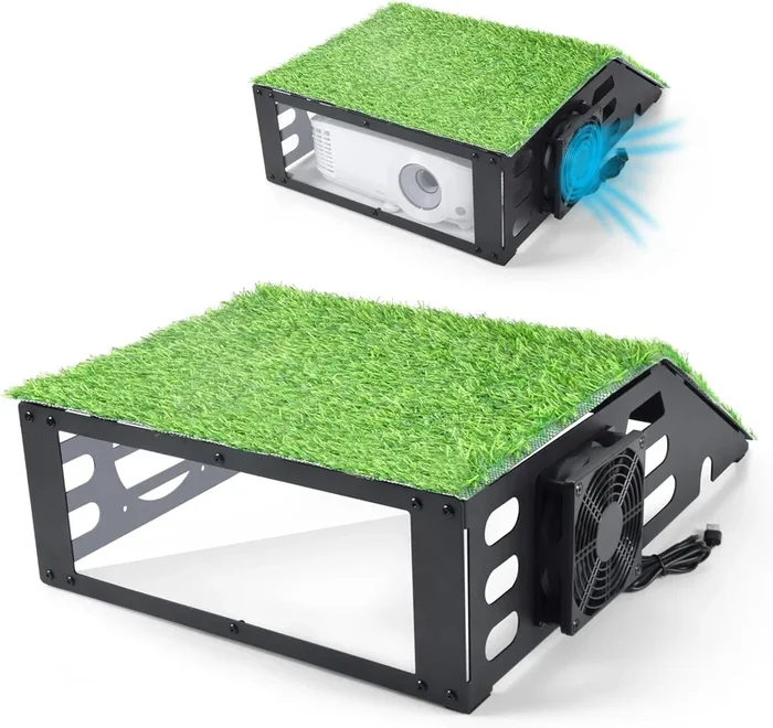 Golf Simulator Projector Cover – Floor Mounted Enclosure with Cooling Fan for Optimal Protection