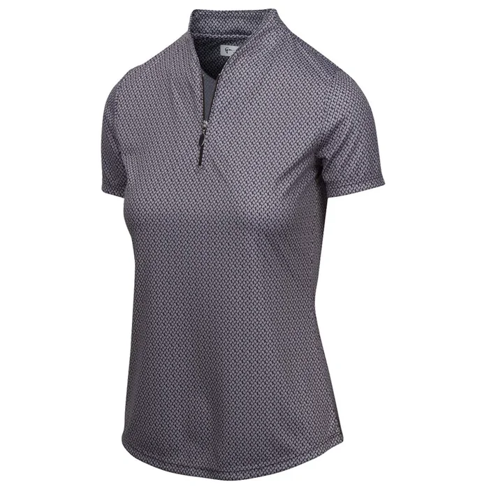 Greg Norman ML75 2Below Micro Paisley Zip Golf Polo Black – SS19 Women
