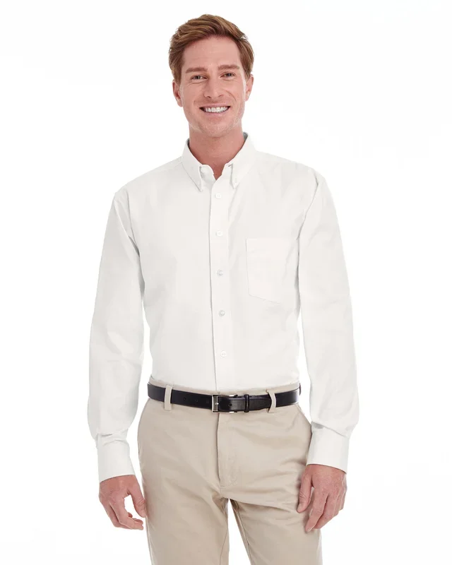 Harriton Men’s Tall Foundation 100% Cotton Long-Sleeve Twill Shirt with Teflon™