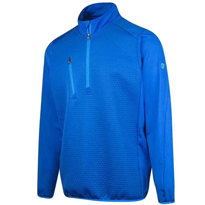 Island Green 1/4 Zip Pullover with Panelling – Marine/Turquoise