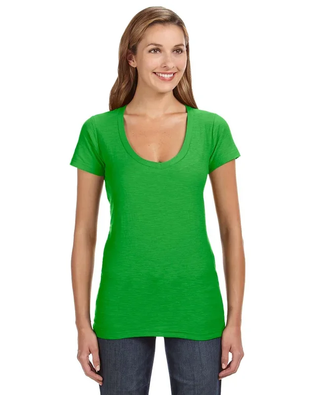 J America Ladies’ V-Neck Slub T-Shirt
